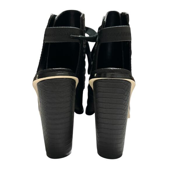 Shoe Cult by Nasty Gal Black Lace Up Open Toe Zip Block Heel Heels US 6.5 - Picture 3 of 7